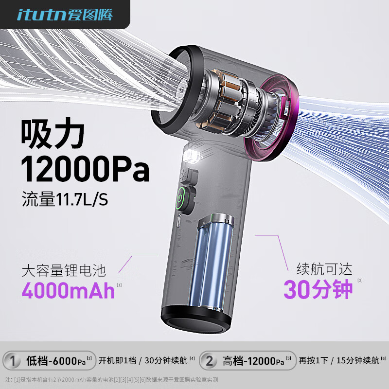 Love Totem itutn car vacuum cleaner wireless large suction blow-suck dual-purpose car handheld vacuum cleaner small mini portable vacuum cleaner home computer desktop dust removal