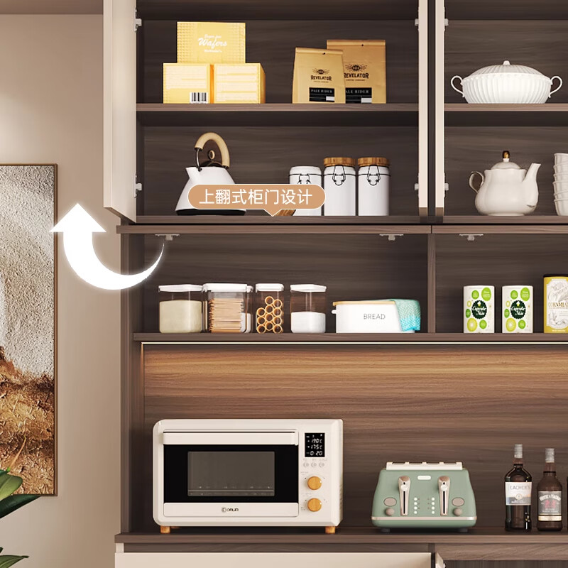 Mi Xin Pet Home Antique Solid Wood Sideboard Against the Wall Integrated Multi-Function Storage Cabinet Wine Cabinet Guest Restaurant Chinese Tea High Cabinet G Type Length 160cm Cream White + Walnut Double Door