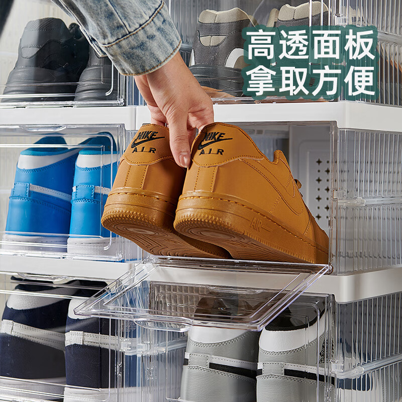 LINGX BOX sporadic box shoe box installation-free door shoe cabinet foldable storage transparent visible dust-proof shoe rack AJ basketball shoe all-in-one cabinet best-selling HOT transparent gray 12 pieces