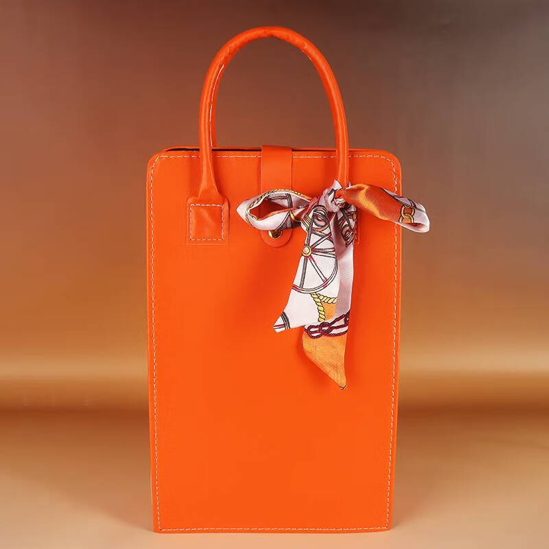 Fantasy red wine handbag double wine bag leather wine box gift box leather box exquisite empty box gift bag gift bag leather orange