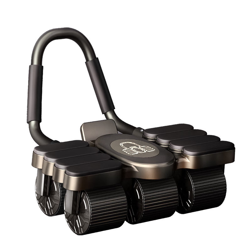 Abdominal Wheel Six-Wheel Four-Wheel Automatic Rebound Fitness Equipment Home Abdominal Muscle Equipment Roll-Up Slider Training Assistant Six-Wheel Black Comes with Kneeling Mat