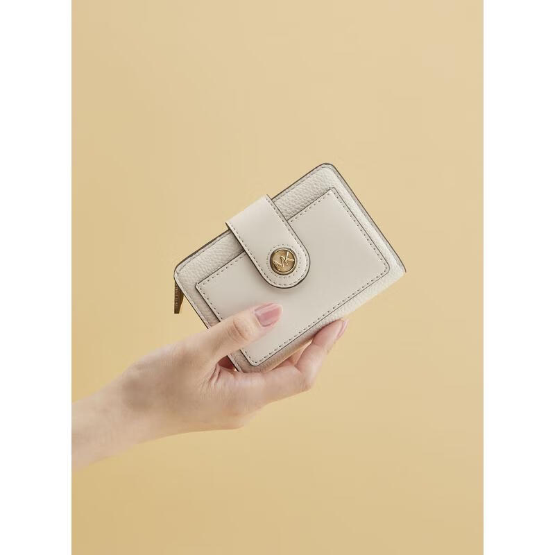 MICHAEL KORS Women's Mini Card Holder Compact, Portable and Practical Folding Wallet with Coin Bag Black F