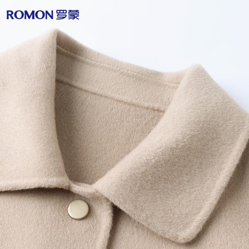 Romon 100% pure wool double-sided woolen coat for women autumn and winter lapel woolen coat short small mother's top
