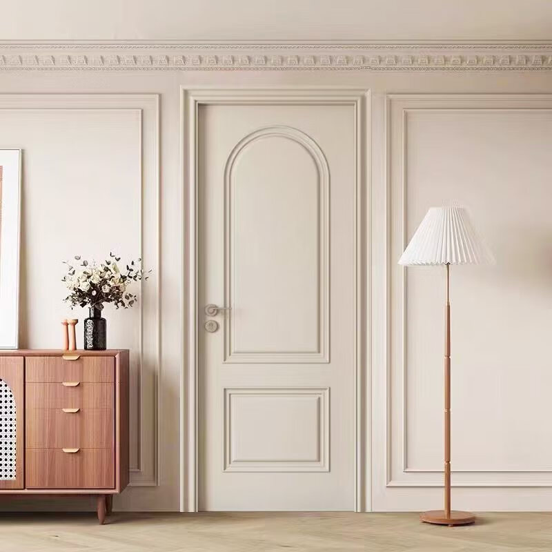 Solid wood door bedroom door French cream style all solid wood composite paint door interior door set door room door customization solid wood composite paint door B