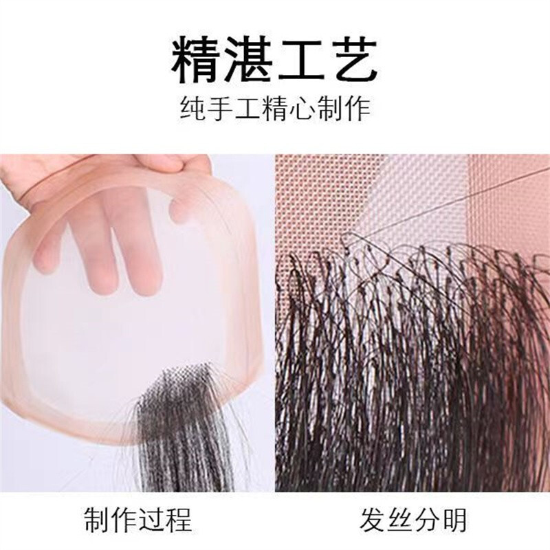 Soul special wig for men with short hair, handsome men's real hair wig, real hair wig piece on top of head, somatosensory net fine repair model 13*18, casual style, natural black