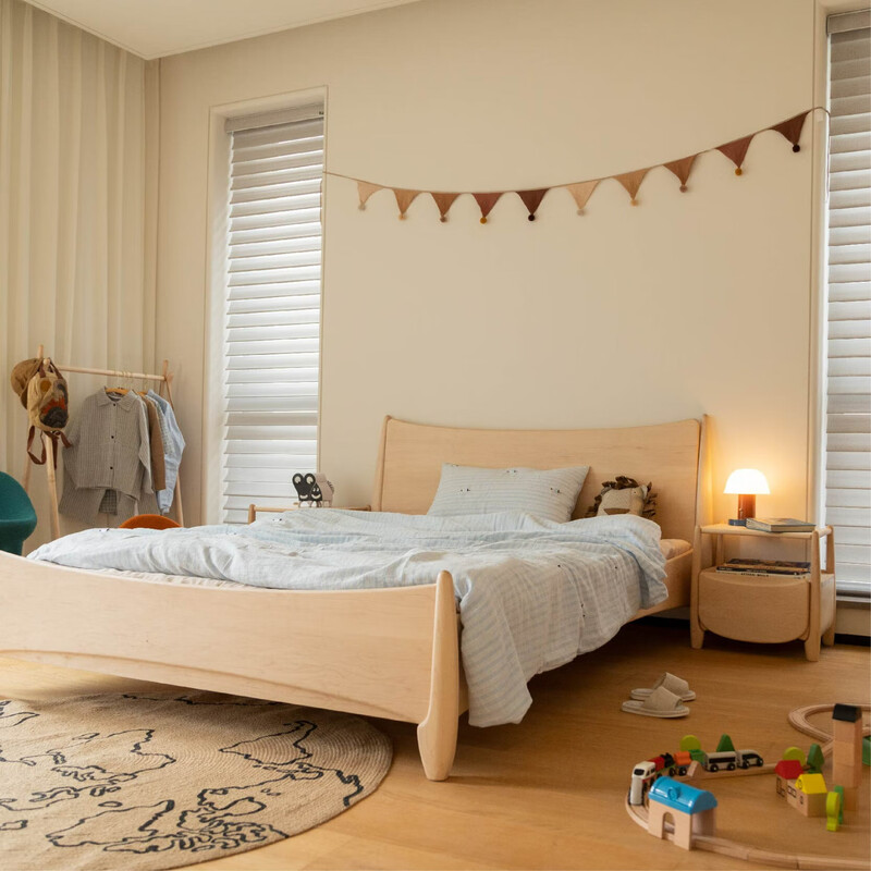 FNJIKIDS Daydream Children's Bed Solid Wood Children's Room Kid's Bed Boys and Girls New Simple Teenager Bed Second Bedroom Furniture Pre-Sale 8 Weeks White Maple Natural Color 1.5m