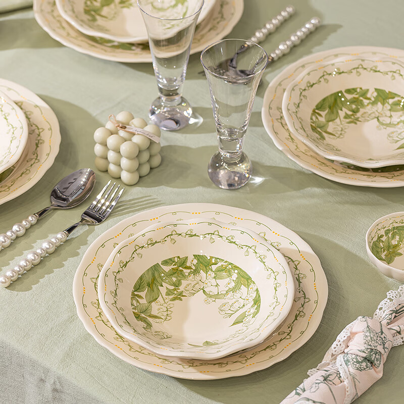 Banshu Bowl and Plate Set Home Light Luxury High Value Ceramic Bowl and Plate Tableware Set 2025 New Housewarming Gift Tableware 10 People Food 42 Pieces Comes with Soup Bowl Gift Box Damaged Package Reissue