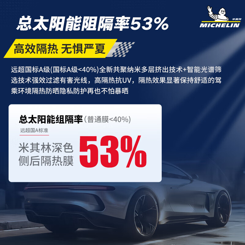 Michelin 10,000+ car film, front windshield, nano ceramic glass car film, solar high heat insulation, strong privacy window film package construction