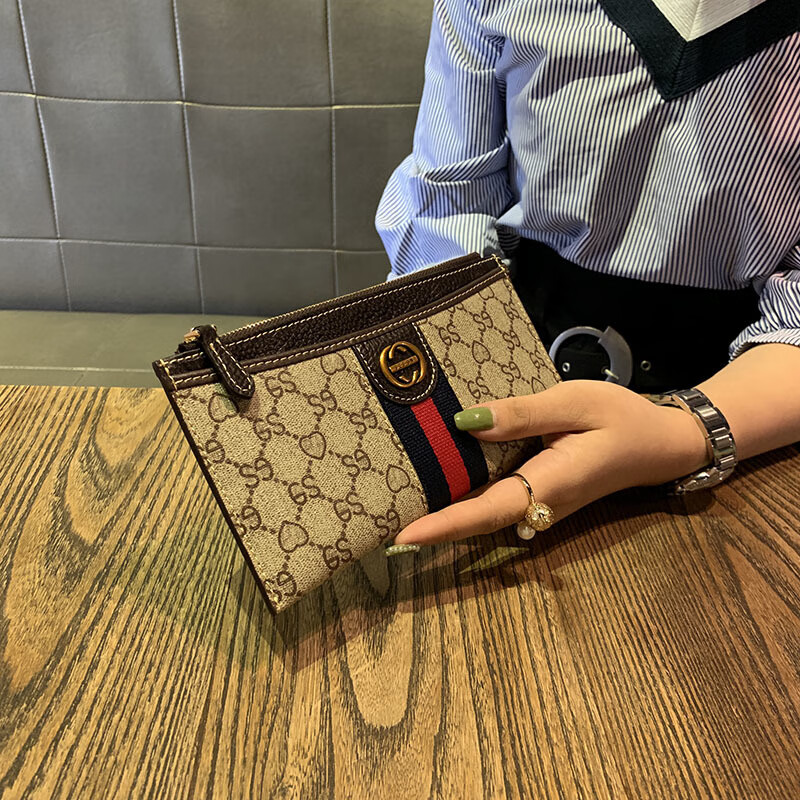 Kangaroo leather wallet for women, long style, new cowhide style, zipper, mobile, multiple card slots, large capacity, multi-function, Korean version, apricot