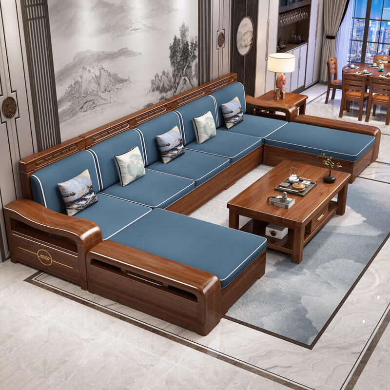 Yangyi walnut solid wood sofa combination modern Chinese style living room winter and summer dual-purpose imperial concubine storage wood furniture 1208