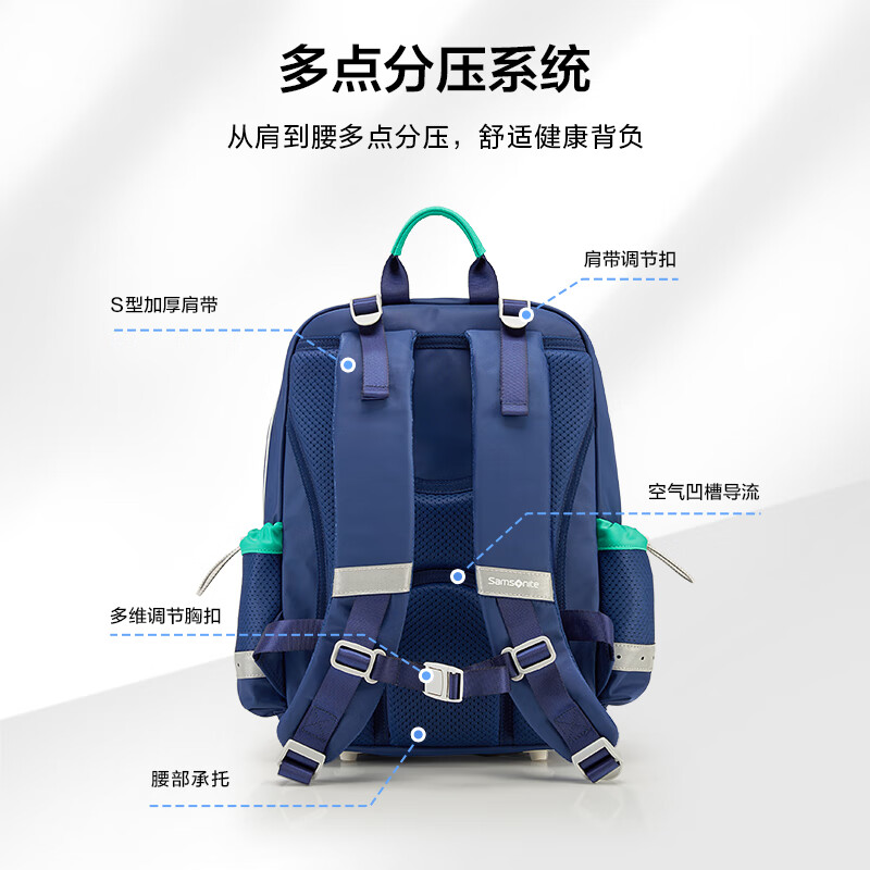 Samsonite student schoolbag new in 25 years 1-2 grade boys backpack children high-value backpack antibacterial burden reduction TU6