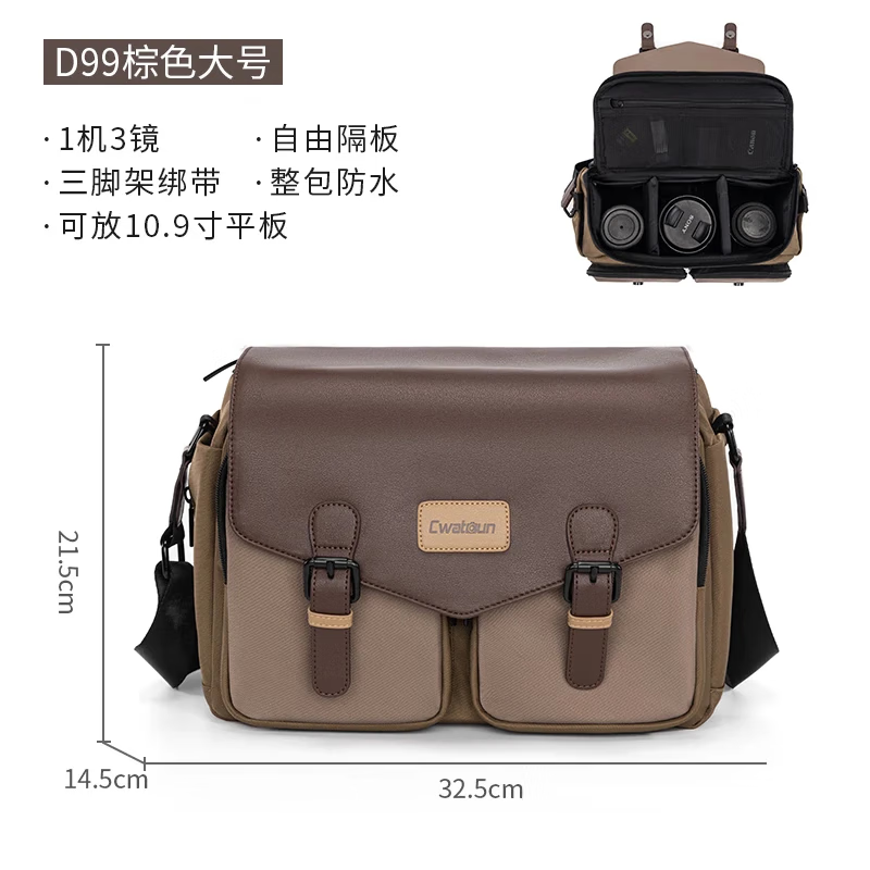 CWATCUN shoulder camera bag Japanese portable casual mirrorless SLR cardon professional crossbody suitable for Fuji Canon Sony Nikon camera bag