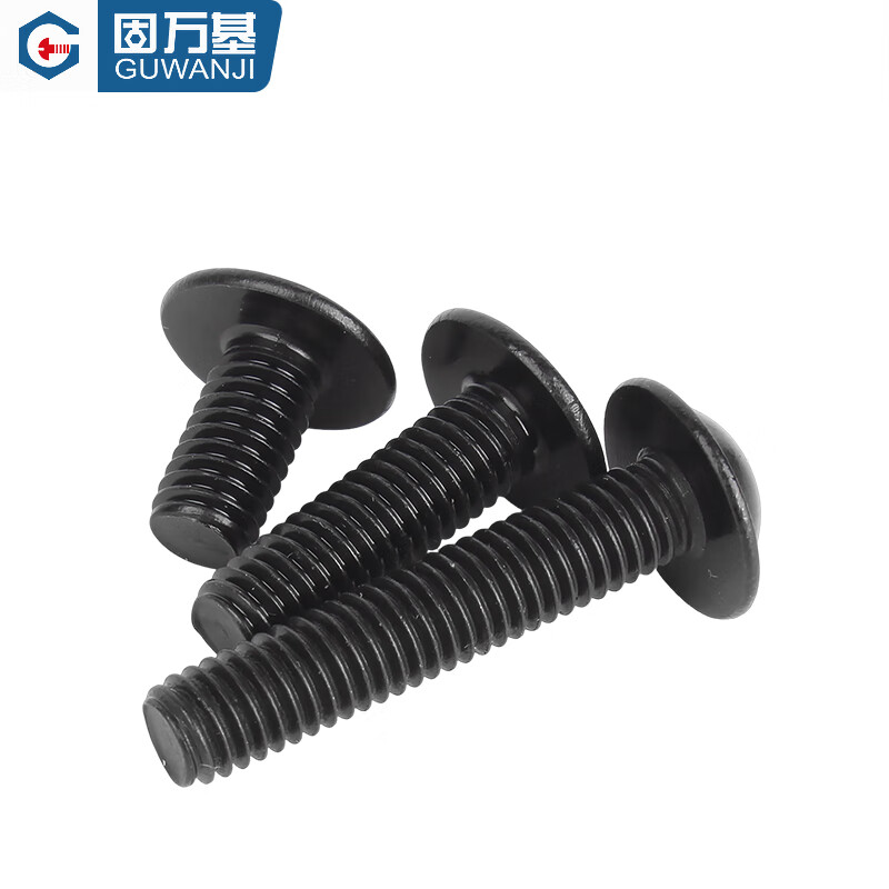 Guwanji black 304 stainless steel semi-round head hexagonal padded screw pan head bolt machine screw M3M4M5M6M8M10 M5x12 50 pieces