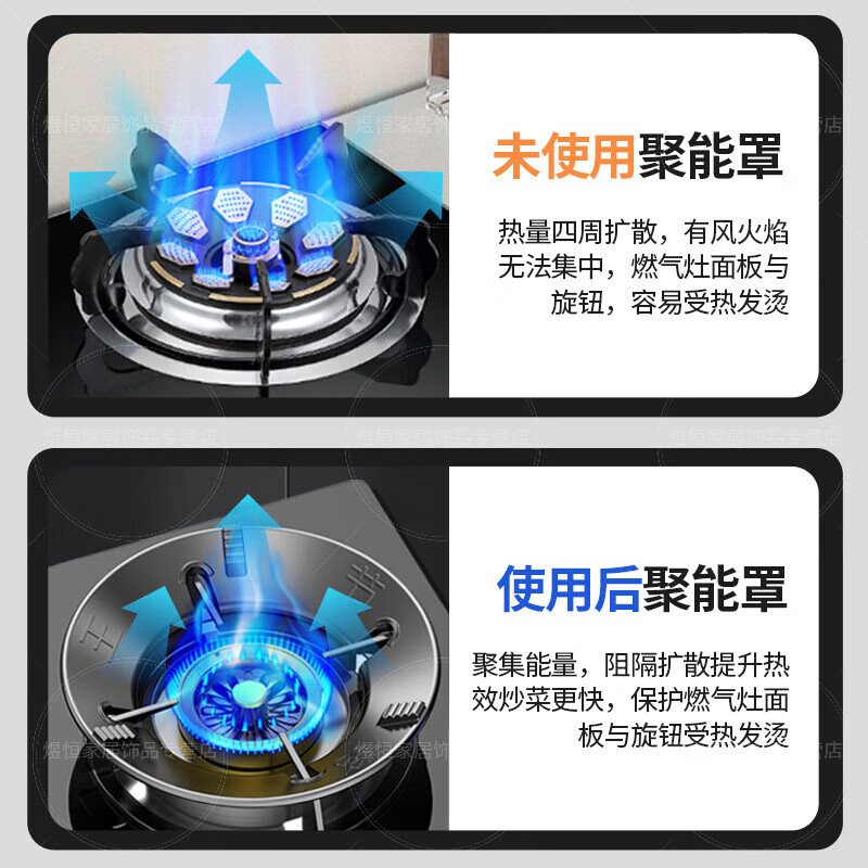WCZ German high-end gas stove anti-slip bracket holding fire cover energy-saving windproof cover universal gas stove stove windshield home fire focus windproof cover flagship four-claw universal (1 piece)