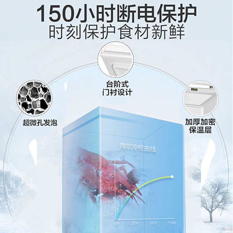 Haier freezer household single temperature first level energy efficiency refrigerator freezer commercial small refrigerator large capacity freezer 201 liters minus 30 丨No need for frequent defrosting