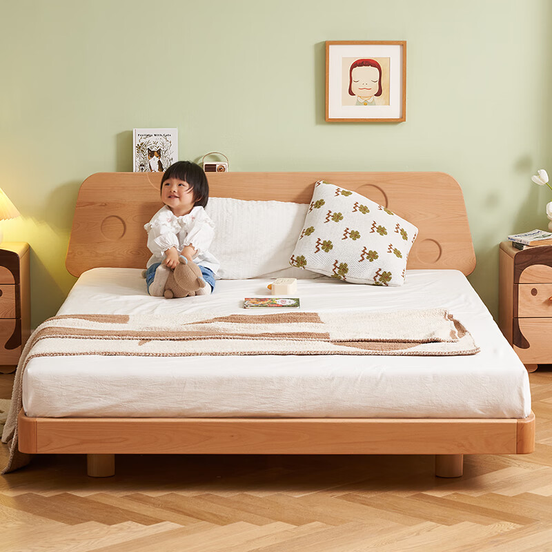 Original element solid wood children's bed for boys and girls modern simple single bed beech 1.2 meters E201N