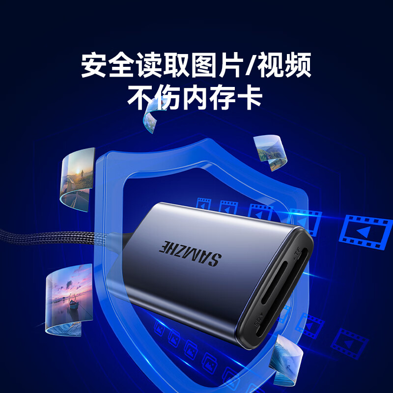 Shanze Type-C3.0 card reader SD/TF dual card reading, suitable for Apple 17//15/16/camera/USB-C computer tablet phone, compatible with UHS-I/II card CRM32