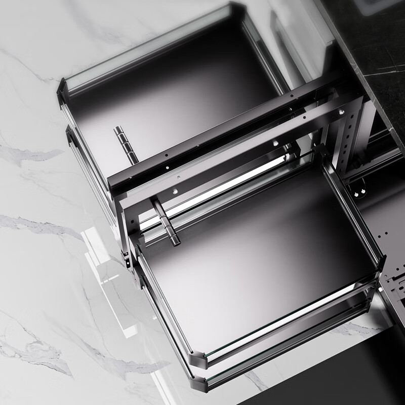 Mexueer official kitchen cabinet corner pull basket storage rack corner rotating space aluminum little monster full 450 cabinet door full opening little monster not limited to left and right multi-layer corner door type