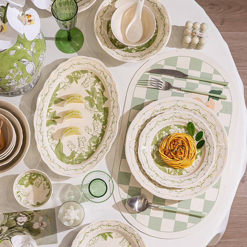 Banshu Bowl and Plate Set Home Light Luxury High Value Ceramic Bowl and Plate Tableware Set 2025 New Housewarming Gift Tableware 10 People Food 42 Pieces Comes with Soup Bowl Gift Box Damaged Package Reissue