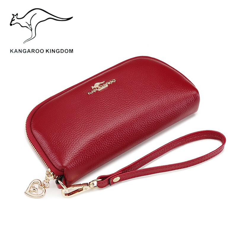 True Australian Kangaroo Wallet Women's Genuine Leather Large Capacity Multi-Card Slot Clutch Women's Handbag First Layer Cowhide Soft Leather Small Bag Women's Handbag Burgundy
