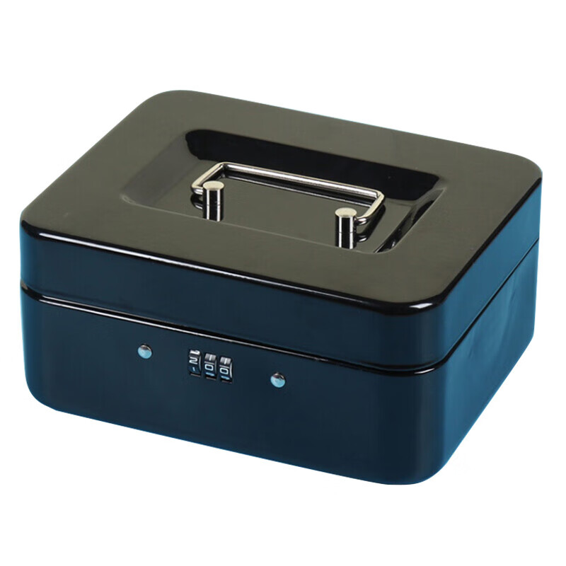 Wenstan W5664 Portable Cashier Box with Lock Metal Savings Box Organizing Safe Toolbox 200 Password Black 20*16*9cm