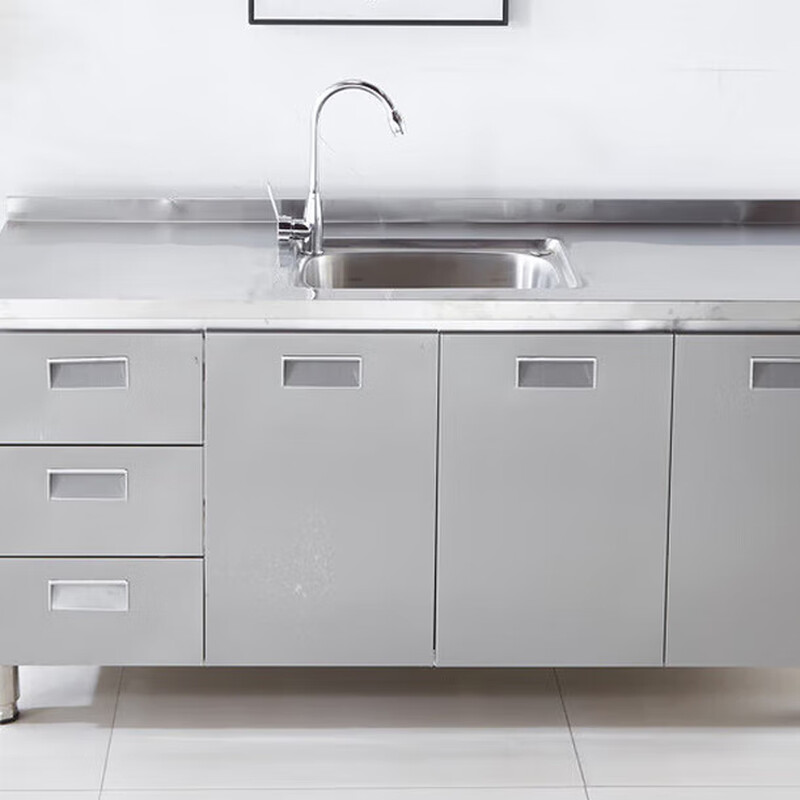 PORITIN 2025 new 304 overall stainless steel kitchen cabinet stove storage cupboard household small apartment cabinet 80cm flat 304 thickened