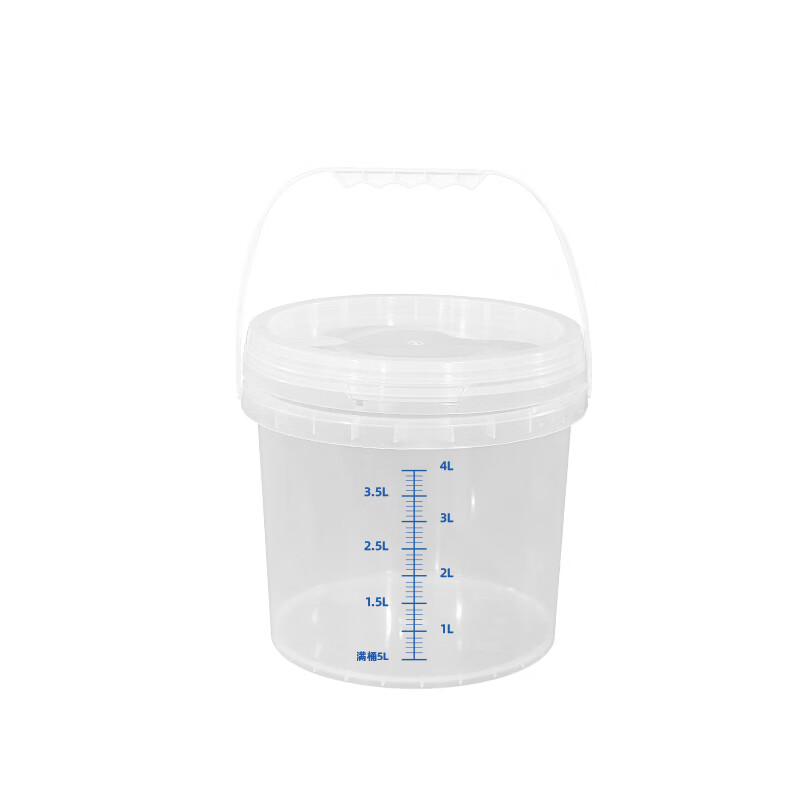 Metasequoia 5L-transparent color-scaled barrel thickened round plastic barrel dough barrel metered transparent plastic barrel disinfectant liquid proportioning barrel