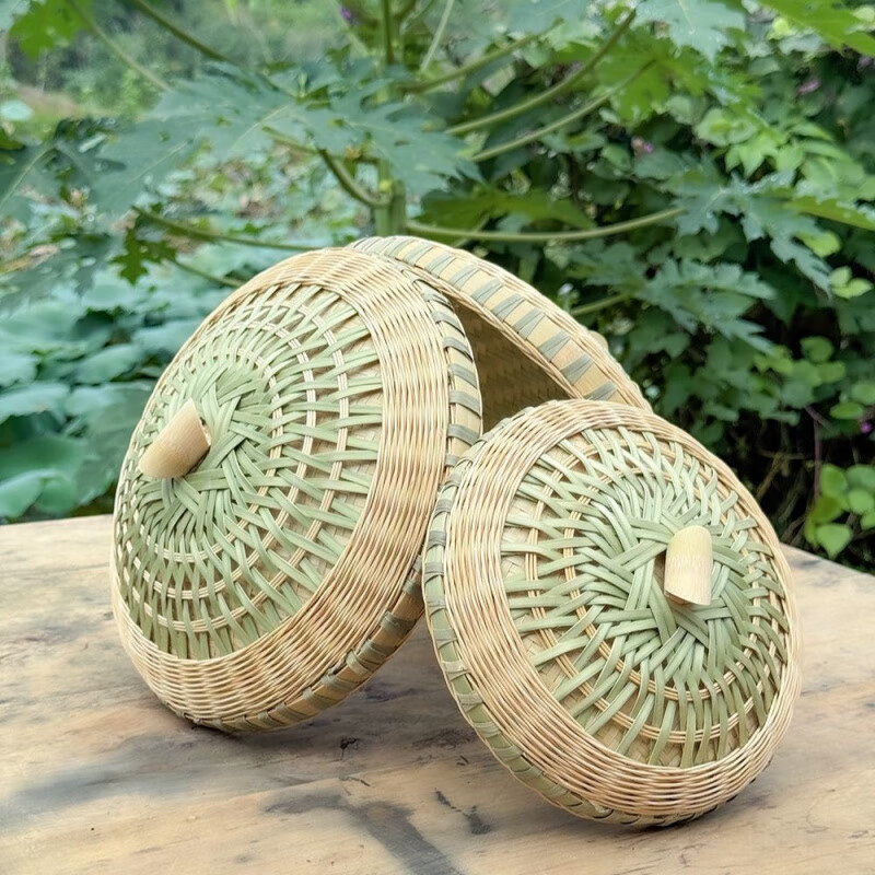 Ye Yu's traditional handmade bamboo pot lids, wooden barrels, bamboo lids, farmhouse household green bamboo art products, bamboo knotted bamboo root buckets, custom-made finely woven bamboo lids