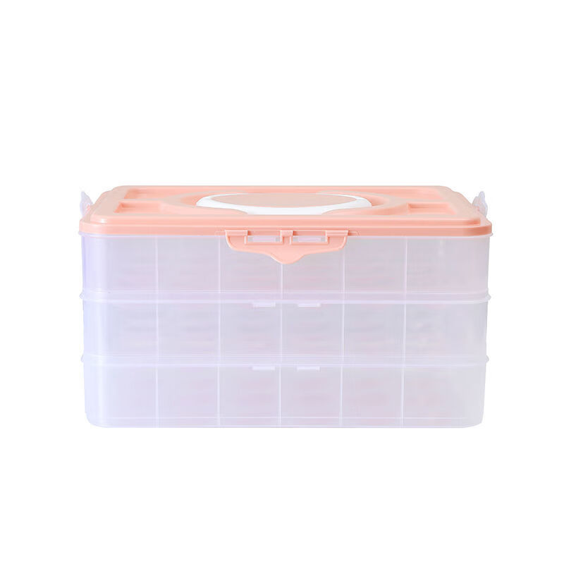 An Junsheng portable egg box refrigerator egg storage box egg tray food preservation box storage box with lid for egg boxes pink (excluding eggs) enhanced double-breasted 2 layers 1 cover 48 compartments