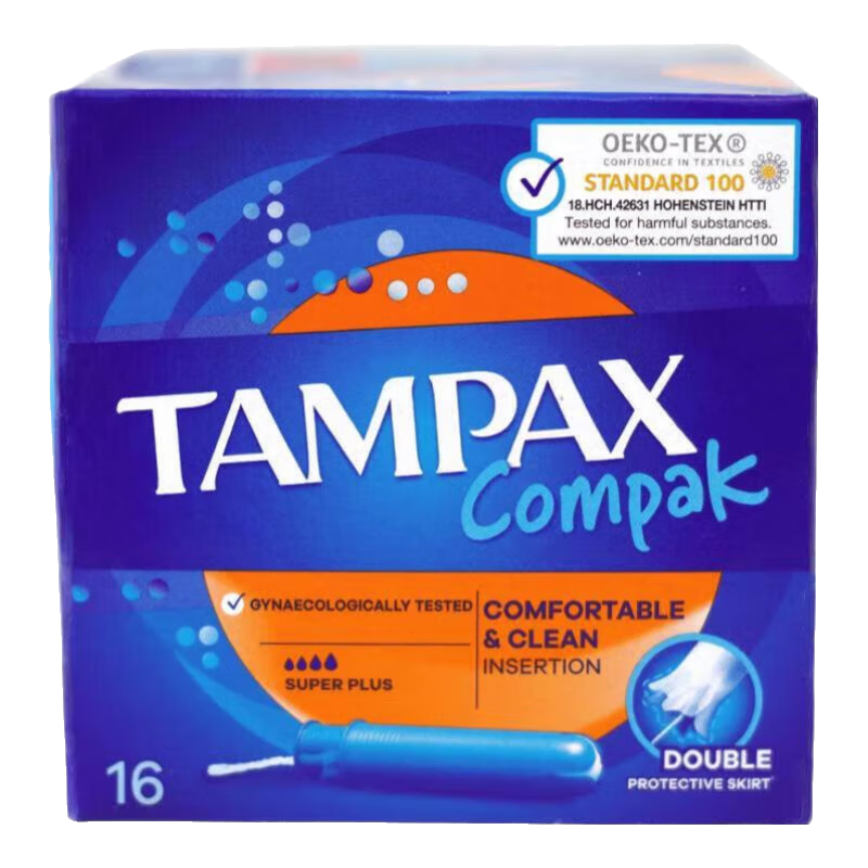 TAMPAX easy-to-push long tube high-flow tampons, sanitary napkins, smooth and easy-to-push, imported from Europe, super large flow, 48 pieces* short tube tampons