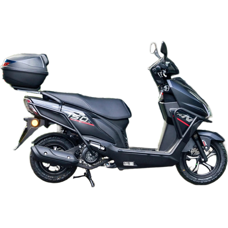Qianjiang TAN150+ fuel motorcycle, cool pedals, fuel-saving takeaway truck, bumper + trunk, starry night black
