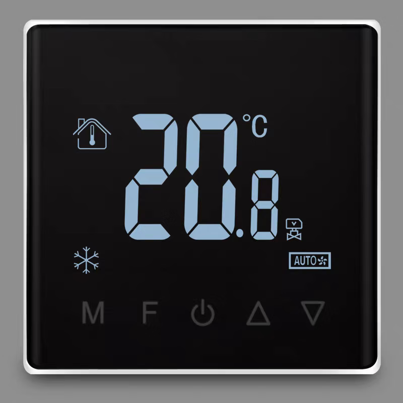 Tuya zigbee wireless wifi central air conditioning thermostat fan coil three-speed switch remote control panel air conditioning model glass screen white