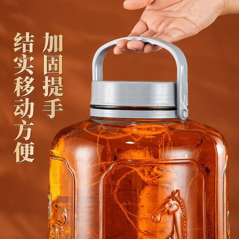 Qinkai wine glass bottle special sealed jar storage fruit wine barrel thickened pickle jar pickle jar container empty bottle 20 catties (10L) with faucet thickened bottle body new style - selected embossed style