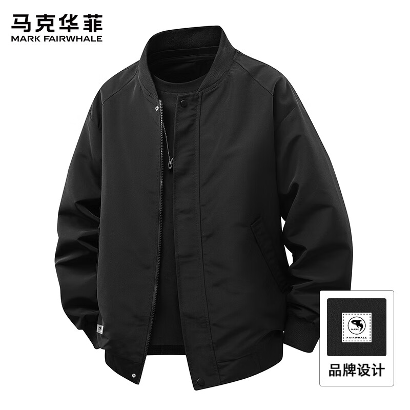 Mark Huafei Flight Jacket Men's Spring and Autumn 2025 New Casual American Baseball Collar Jacket Men's XL Black