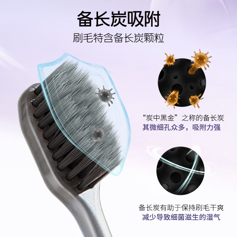 Shuke Binchotan soft-bristle toothbrush 2 pack to remove odor and freshen breath charcoal fiber adsorption adult small brush head new and old random