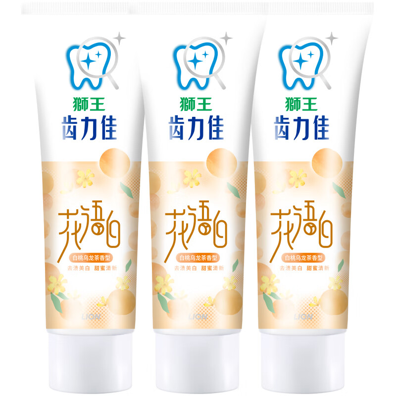Lion Teeth Whitening Fresh Toothpaste (White Peach Oolong Tea) 90g*3 pieces to whiten teeth and remove stains
