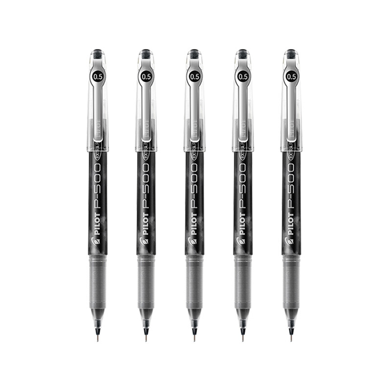 PILOT school stationery P500 black gel pen signature pen water pen 0.5 straight liquid ball pen stationery set office supplies brush question pen high-looking exam pen 5 pieces