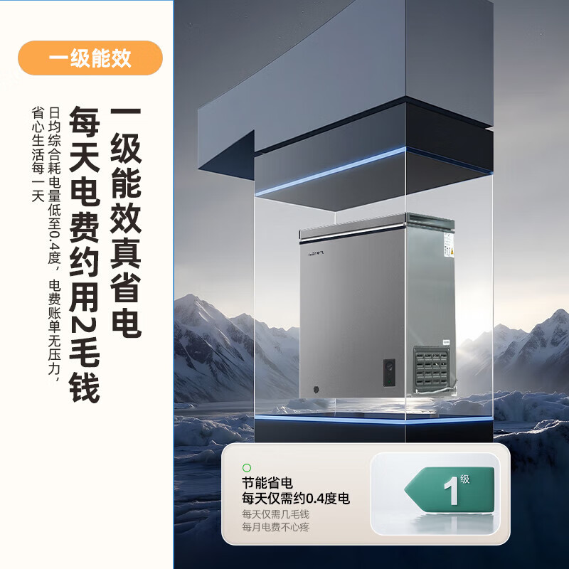 Xinfei Freezer First Class Energy Efficiency Frost Reduction Small Freezer Home Commercial Stocking Energy Saving Refrigerator Freezer Small Rental Small Refrigerator Breast Milk Tea Freshness Refrigerator National Subsidy Gray 100L High Efficiency Frost Reduction-36 Cryogenic Quick Freezing