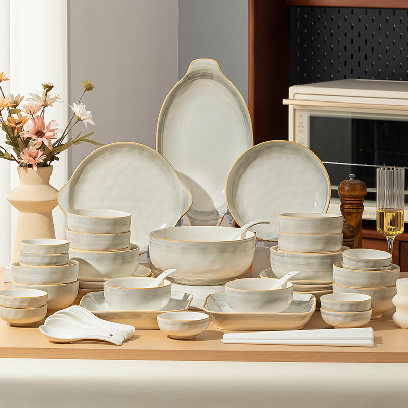 Yichen bowls and tableware set, underglaze color ceramics, housewarming gift, bowls, dishes, chopsticks, gift box