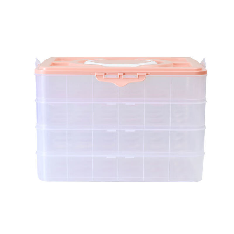 An Junsheng portable egg box refrigerator egg storage box egg tray food preservation box storage box with lid for egg boxes pink (excluding eggs) enhanced double-breasted 2 layers 1 cover 48 compartments
