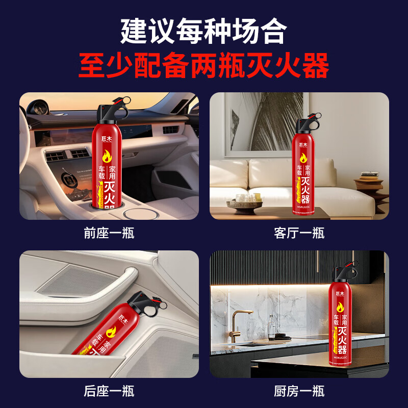 Jumu water-based fire extinguisher water-based vehicle annual inspection set household vehicle small fire-fighting green environmental protection household water machine 620ml water-based fire extinguisher