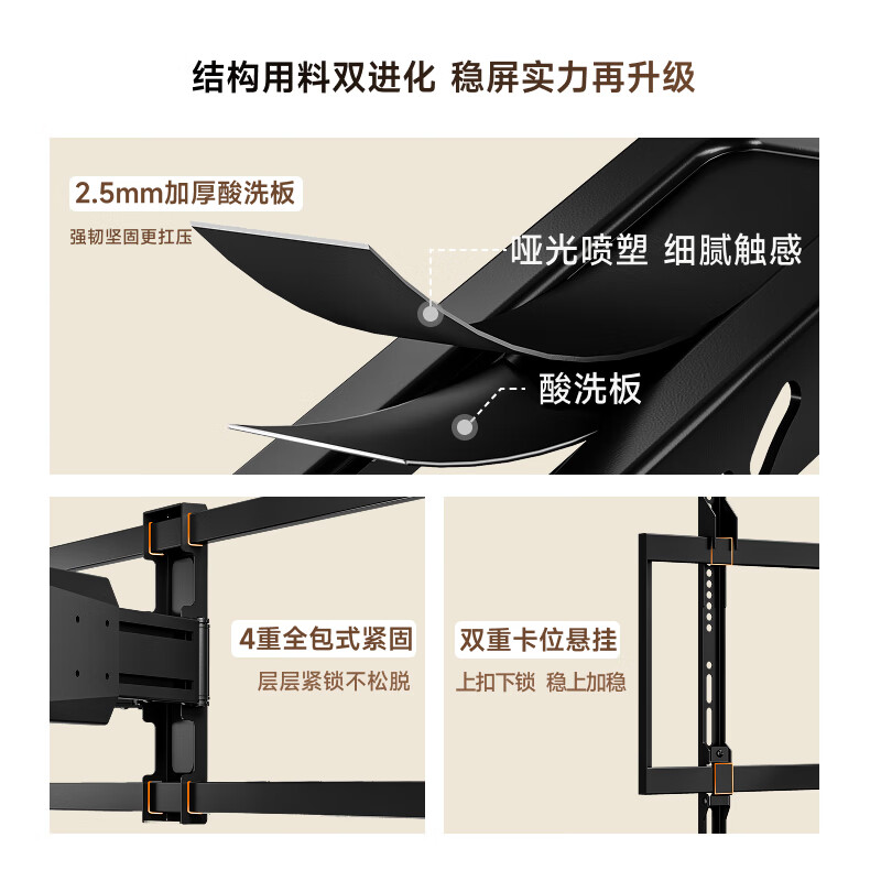 Brateck (55-100) Northern Arc Ultra Thin TV Stand 65 Rotating Telescopic Bracket 75 TV Stand 75 Wall Mount Wall Retractable Mount Suitable for Xiaomi Hisense TCL