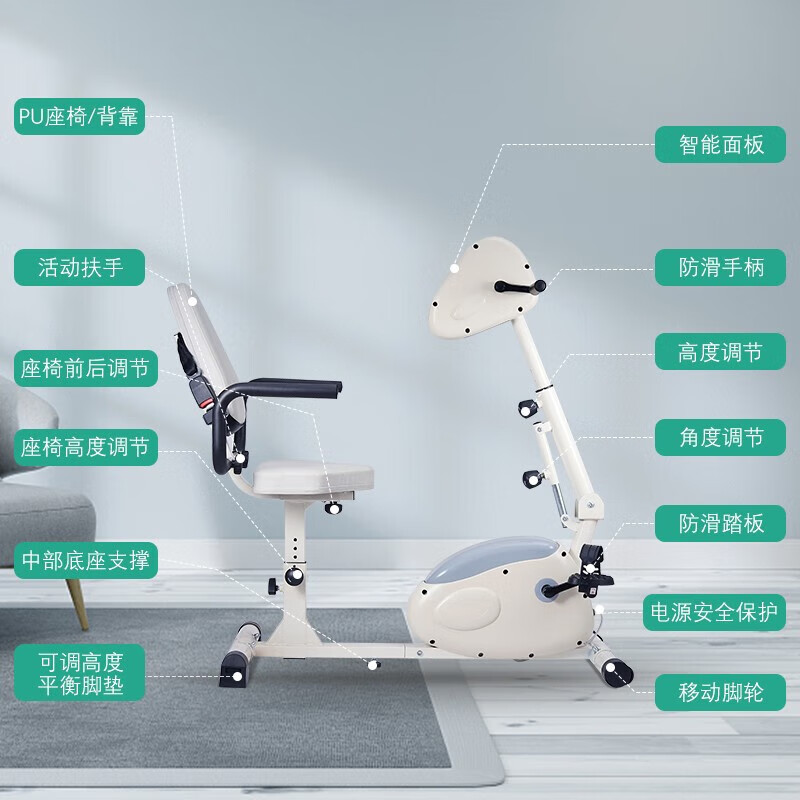 Wing-moving limb linkage rehabilitation training bicycle sports rehabilitation machine cerebral infarction hemiplegia equipment upper and lower limbs active and passive bicycle button voice model + gloves and protective gear leg straps