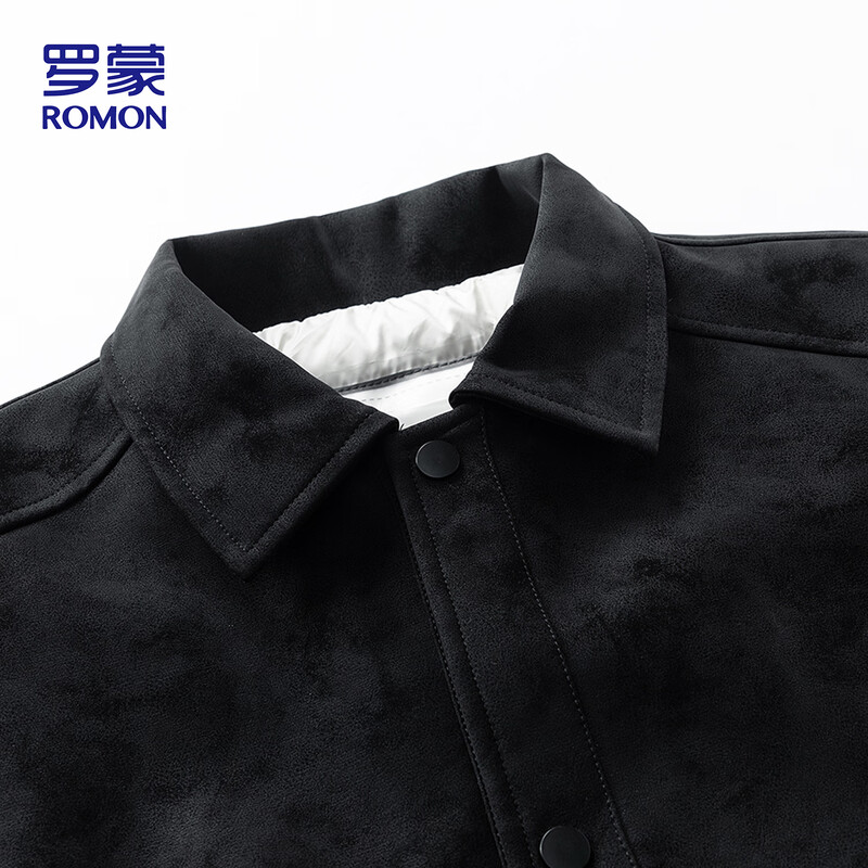ROMON down jacket men's winter outdoor leisure trend versatile loose comfortable lapel jacket men's 2581 black XL