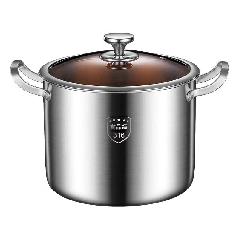 Bambetel German bambetel316 stainless steel extra-high soup pot household non-stick pot steaming and stewing integrated thickening and deepening extra-thick soup pot + 1 layer steaming grid (8-10 people) 34cm