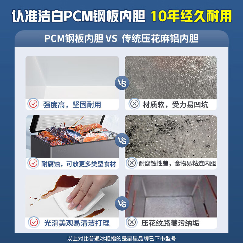 Star small freezer household refrigeration and freezing conversion freezer large capacity frost-reducing and odor-saving energy-saving top-opening refrigerator freezer tea cabinet 200L -30 degrees deep cooling upgraded PCM liner