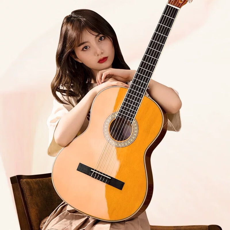 Classical acoustic guitar 39-inch spruce mahogany core bright classical guitar guitar adult performance-grade guitar instrument 39-inch high-end classical bright wood color