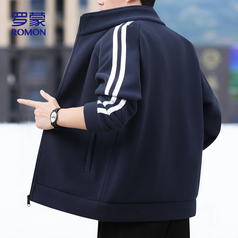 Romon Jacket Men's Autumn and Winter Casual Versatile Warm Windproof Polar Fleece Jacket Men's Dad Clothing 8868 Green 2XL