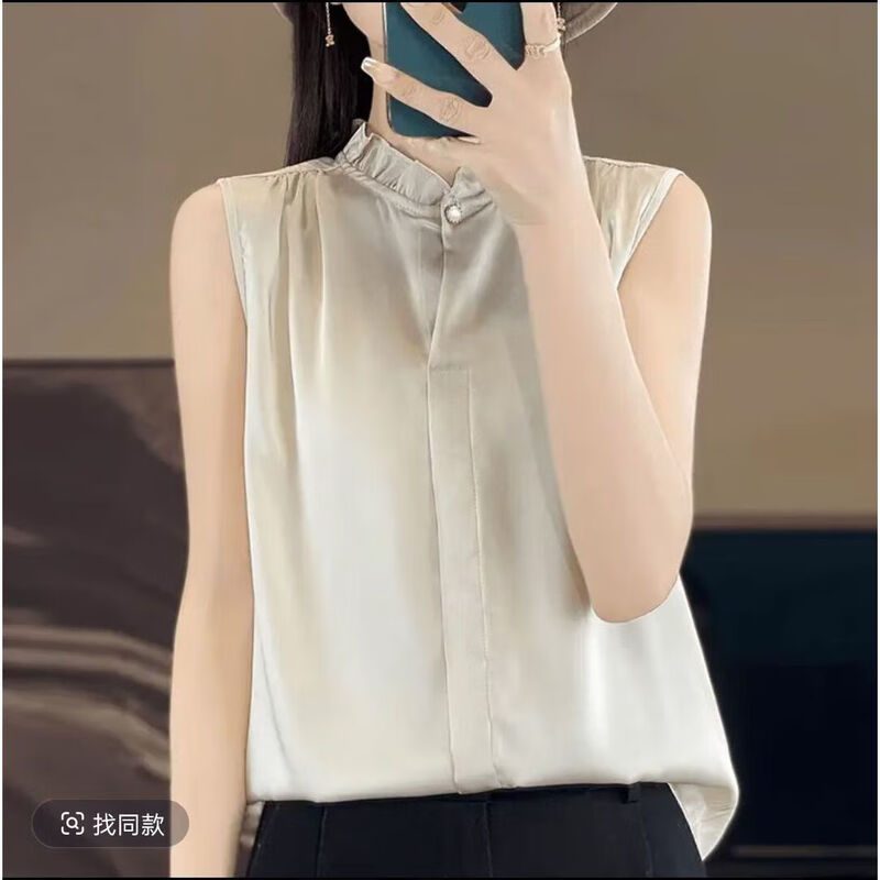 2025 shirt French lace sleeveless top temperament professional wear versatile western style vest bottoming T-shirt C760256 white L L100-110 catties