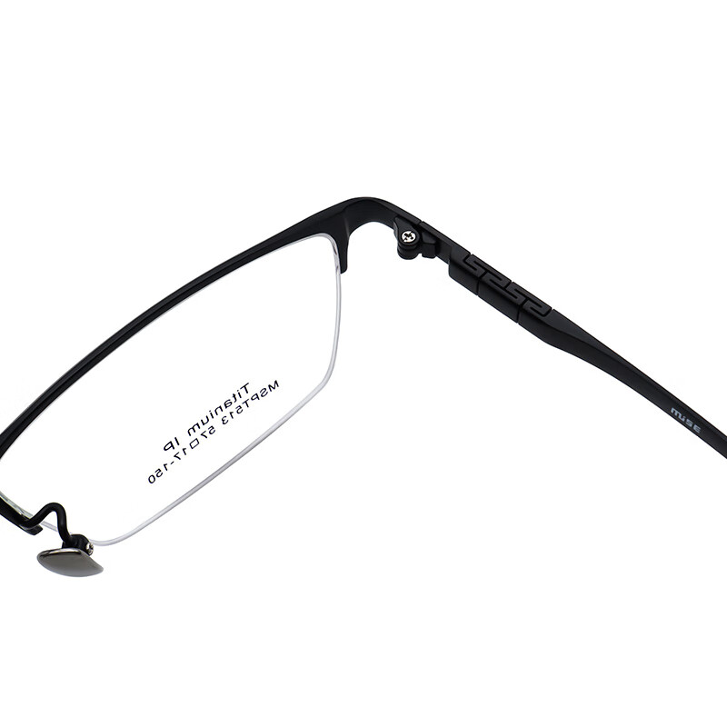 MUISE full titanium series half-rim glasses frame MSPT513 BK black ultra-light titanium optical frame with lens 57mm